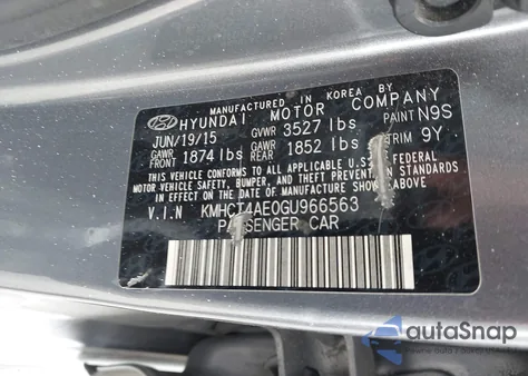 2016 Hyundai Accent Se из США, поврежденный, VIN KMHCT4AE0GU966563